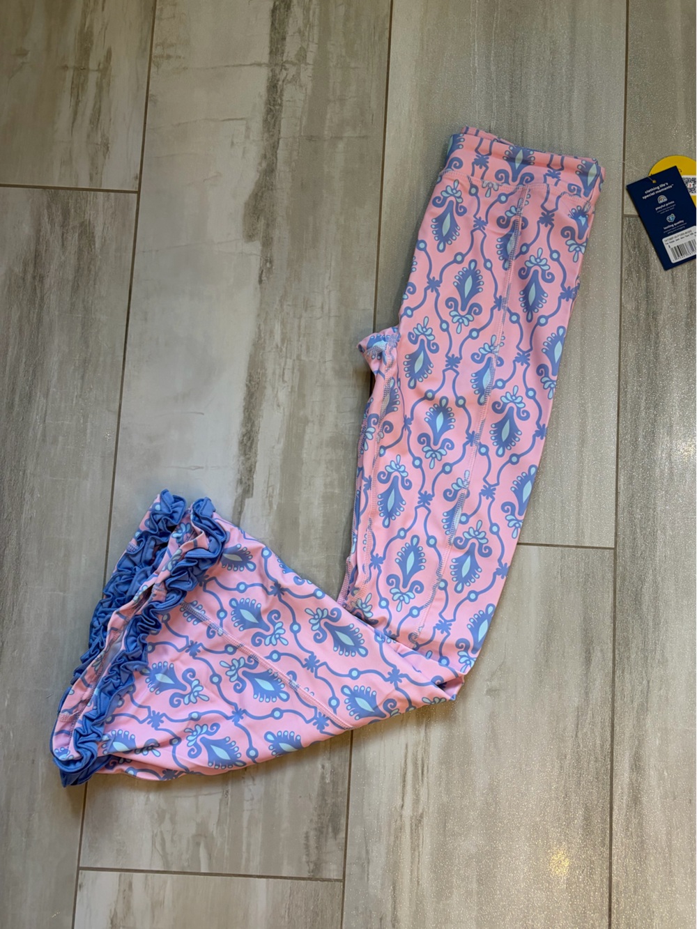 NWT RuffleButts Pink Fairytale Jewels Flare Full Length Active Legging Girls 8